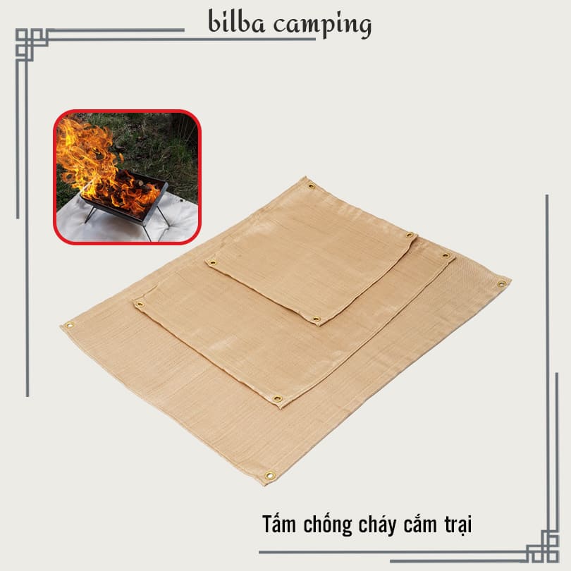 Thảm cách nhiệt chống cháy sợi thuỷ tinh dùng lót lò nướng BBQ cho các chuyến du lịch dã ngoại cắm trại